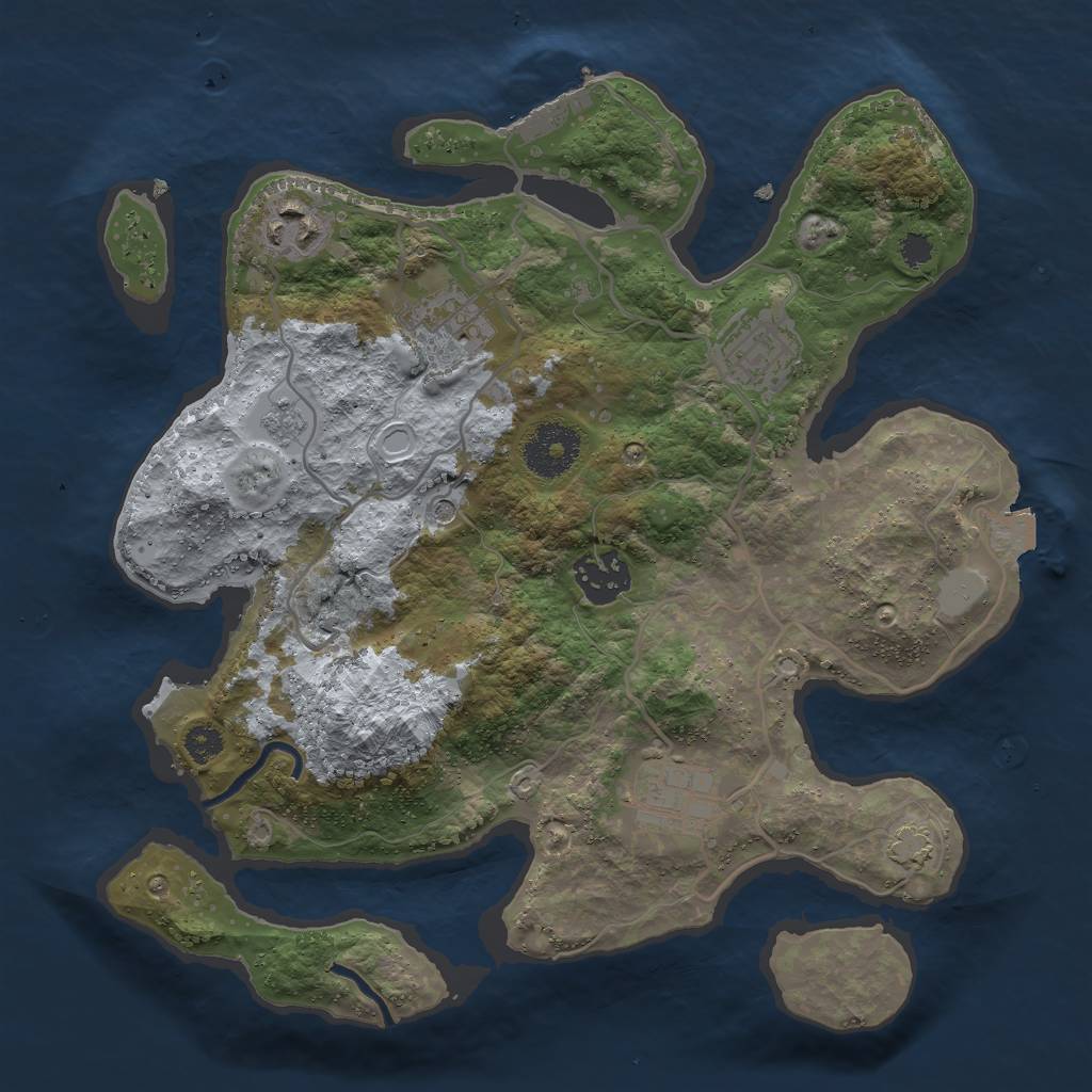 Rust Map: Procedural Map, Size: 3000, Seed: 18570, 12 Monuments