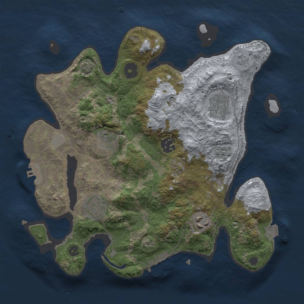 Rust Map: Procedural Map, Size: 3000, Seed: 1148957374, 13 Monuments