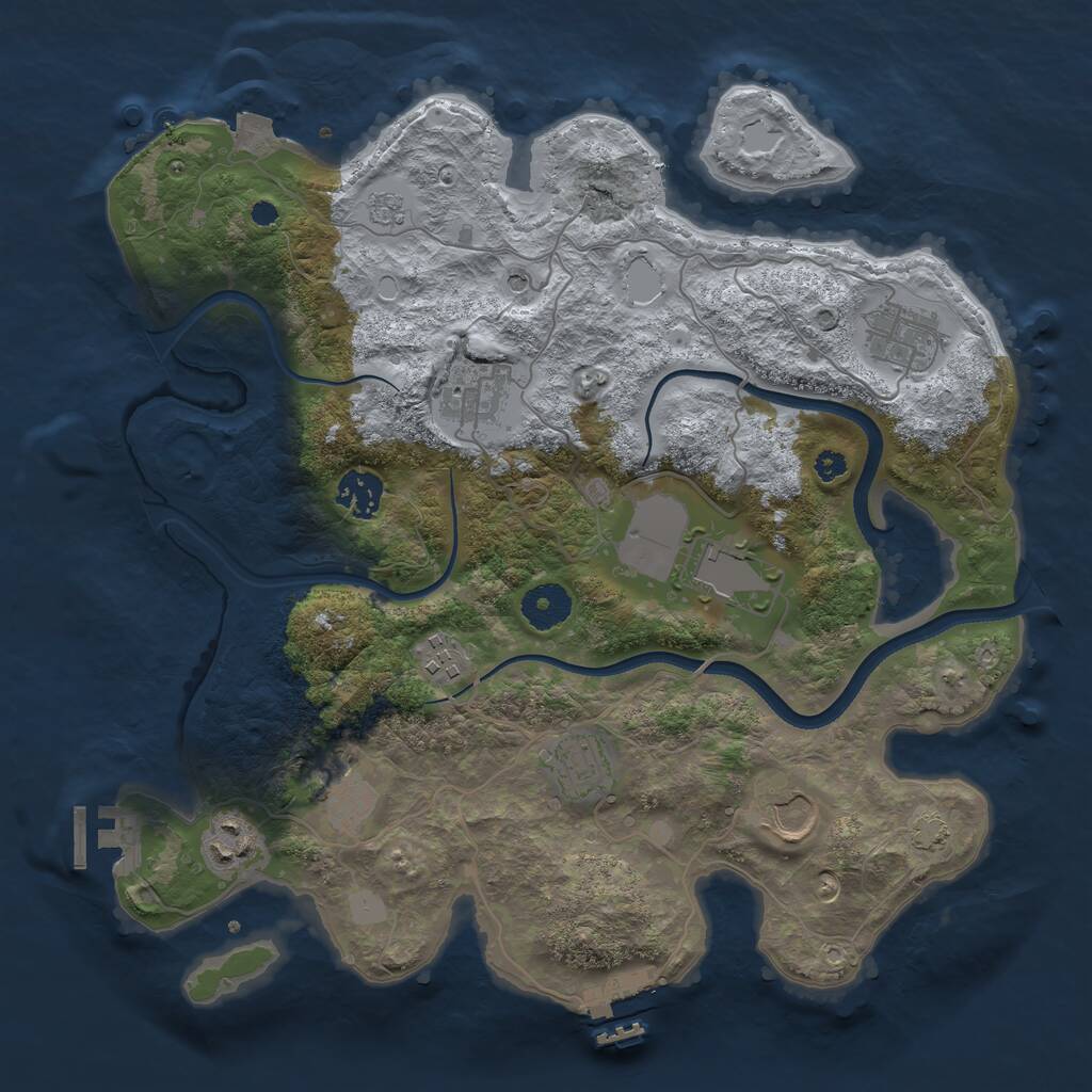 Rust Map: Procedural Map, Size: 3500, Seed: 1212360, 15 Monuments