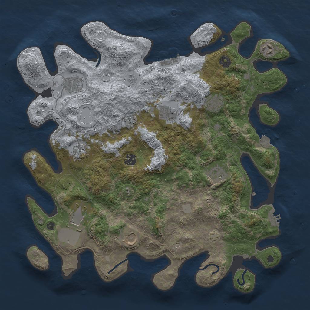 Rust Map: Procedural Map, Size: 3900, Seed: 95073341, 18 Monuments