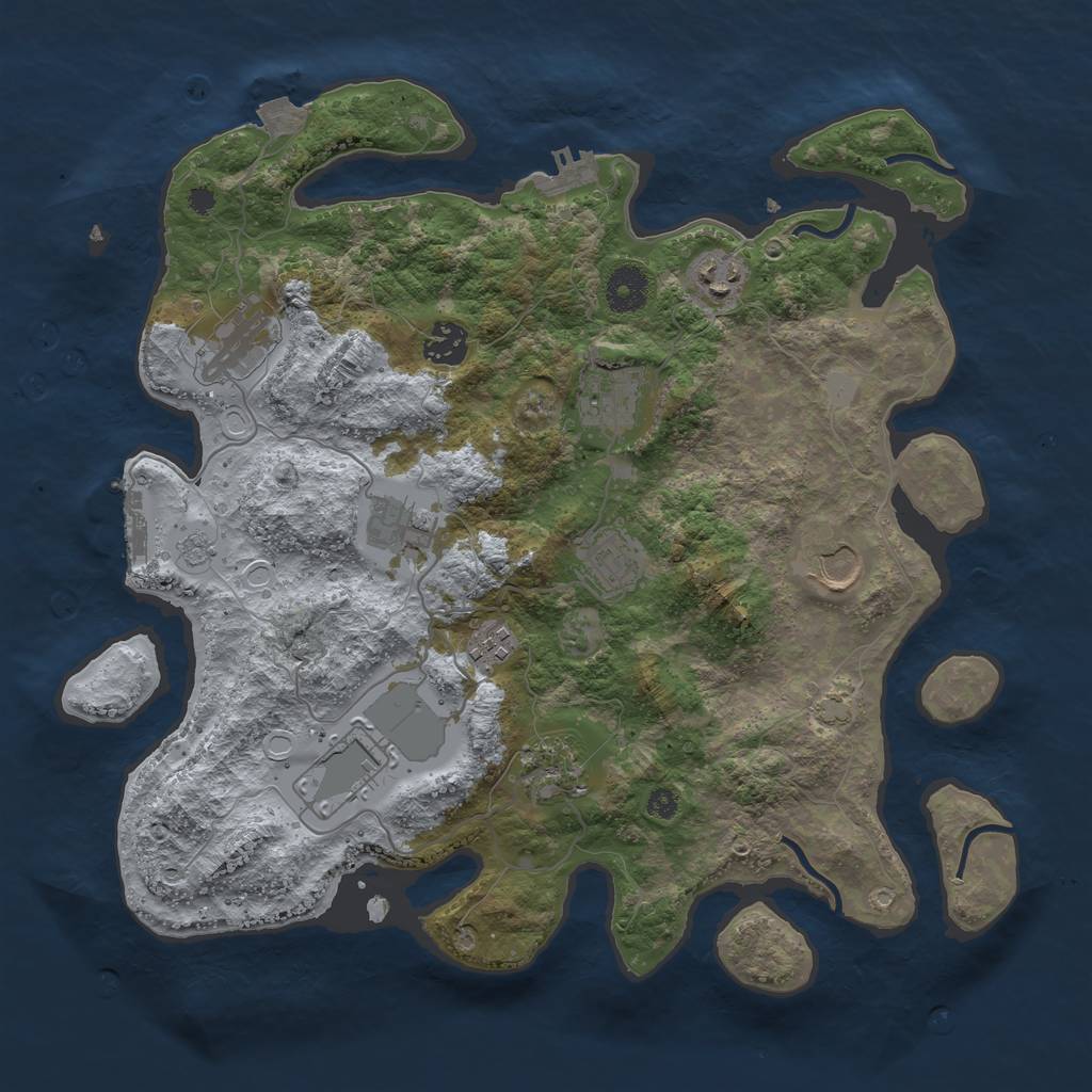 Rust Map: Procedural Map, Size: 3650, Seed: 39922207, 17 Monuments