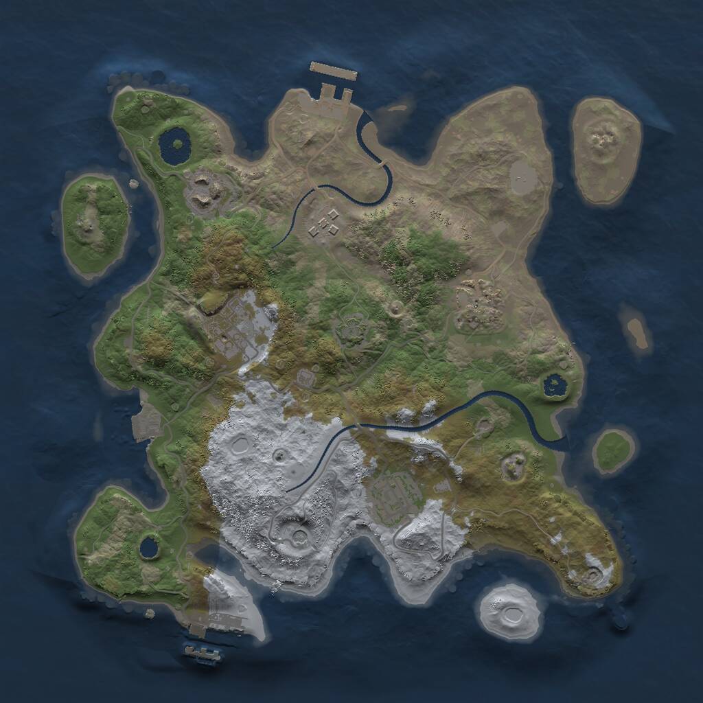 Rust Map: Procedural Map, Size: 3000, Seed: 27363, 10 Monuments