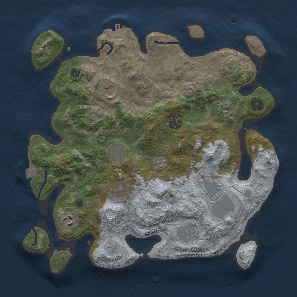Rust Map: Procedural Map, Size: 3500, Seed: 88860223, 16 Monuments