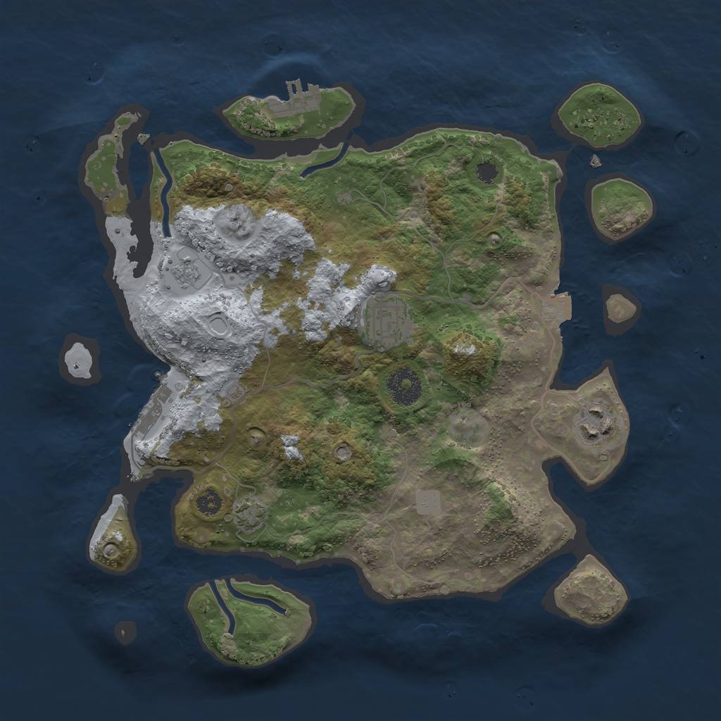 Rust Map: Procedural Map, Size: 3000, Seed: 27615, 9 Monuments