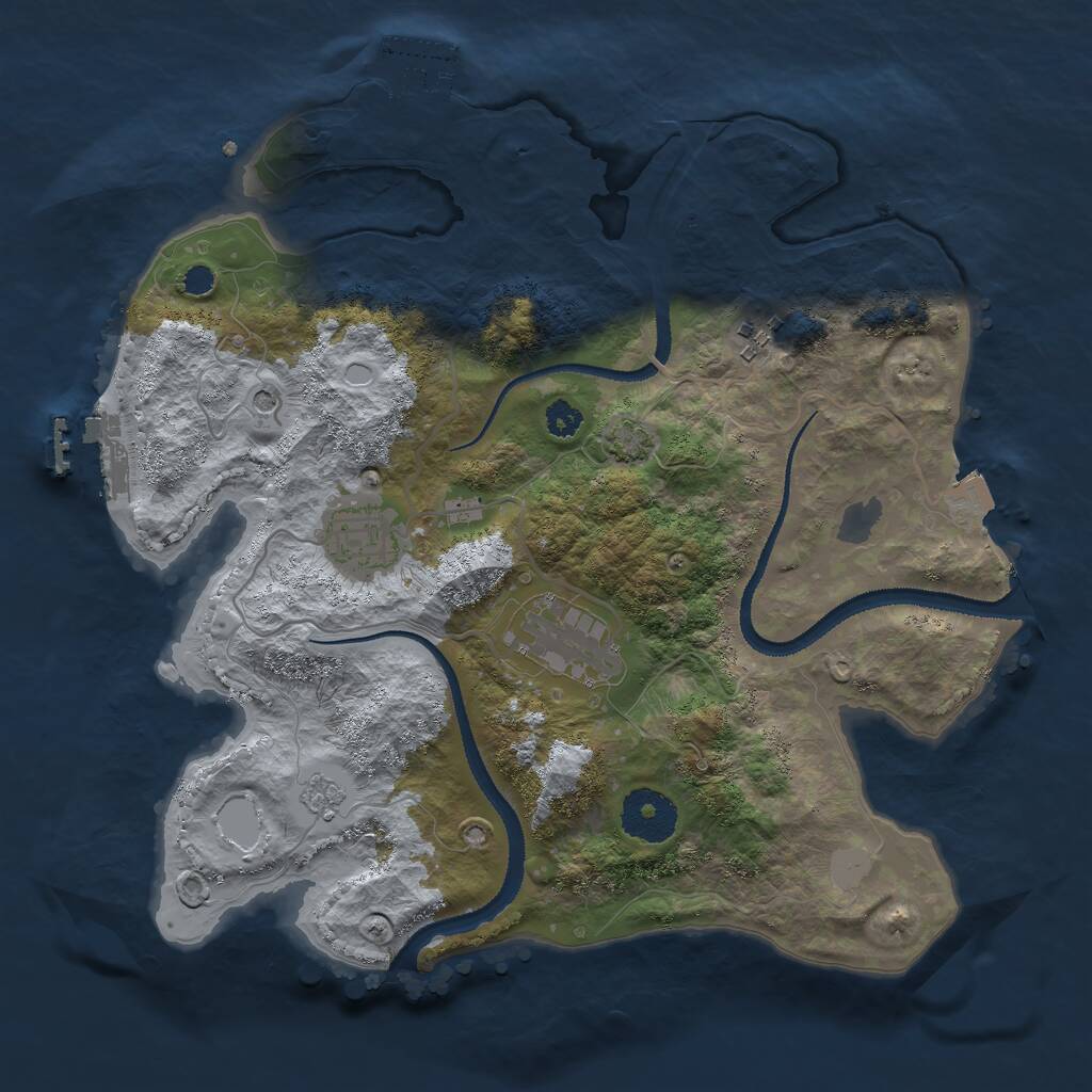 Rust Map: Procedural Map, Size: 3000, Seed: 4230, 9 Monuments