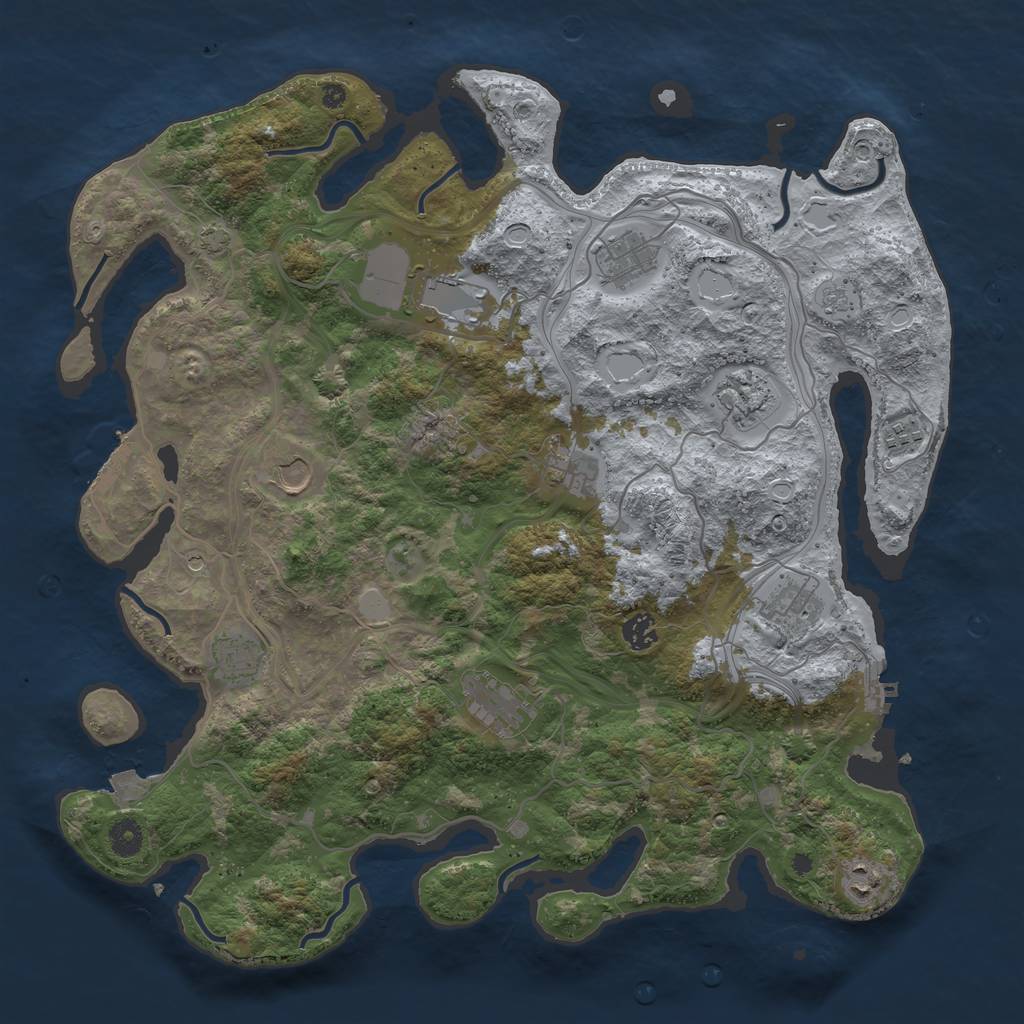 Rust Map: Procedural Map, Size: 4250, Seed: 710393400, 19 Monuments