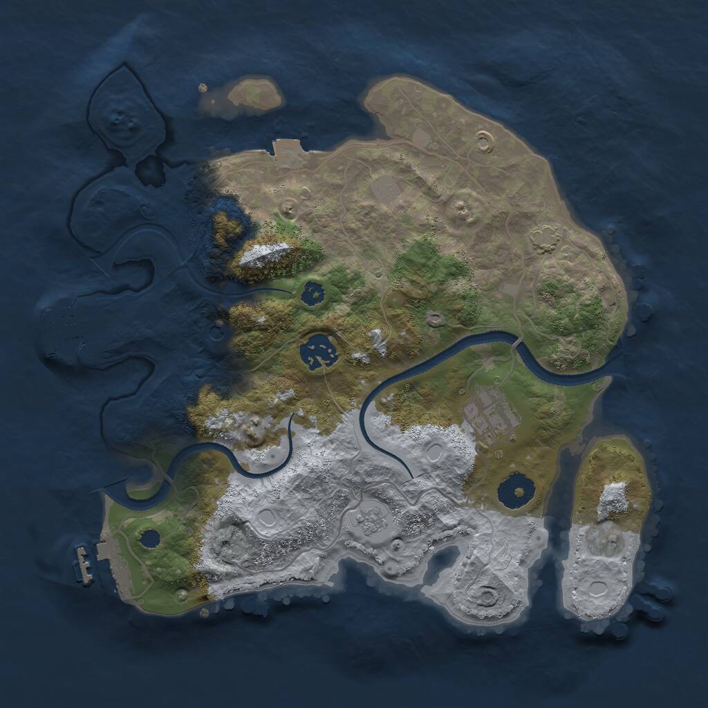 Rust Map: Procedural Map, Size: 3000, Seed: 1534, 8 Monuments