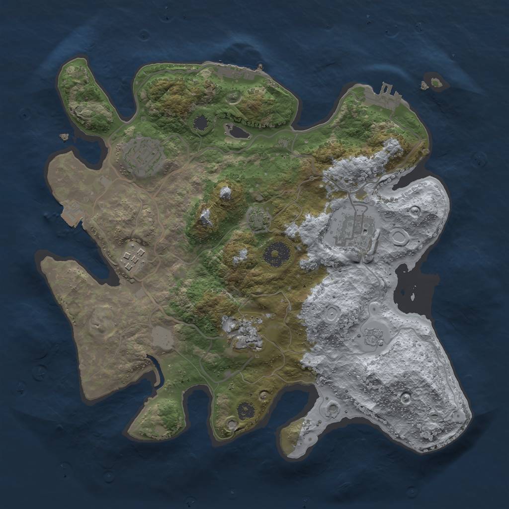 Rust Map: Procedural Map, Size: 3000, Seed: 231905, 11 Monuments