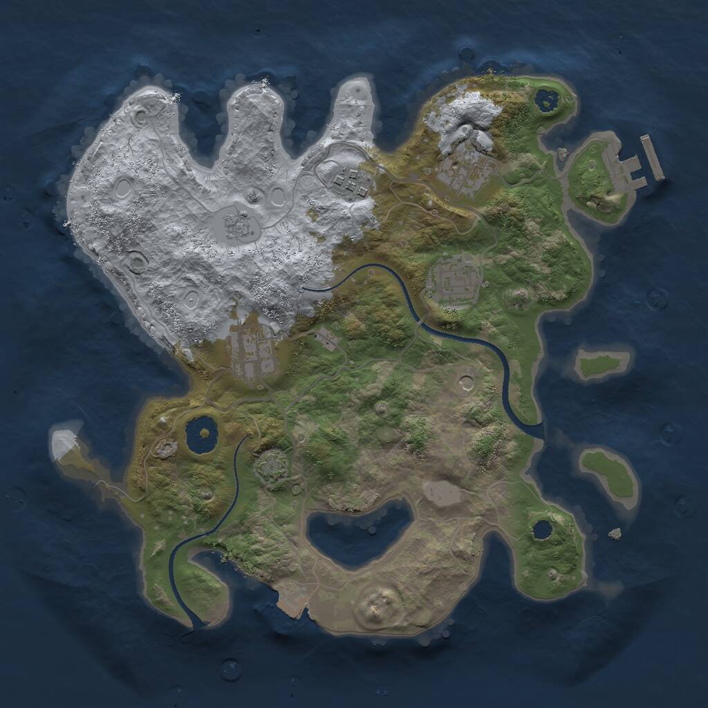 Rust Map: Procedural Map, Size: 3000, Seed: 27271, 9 Monuments