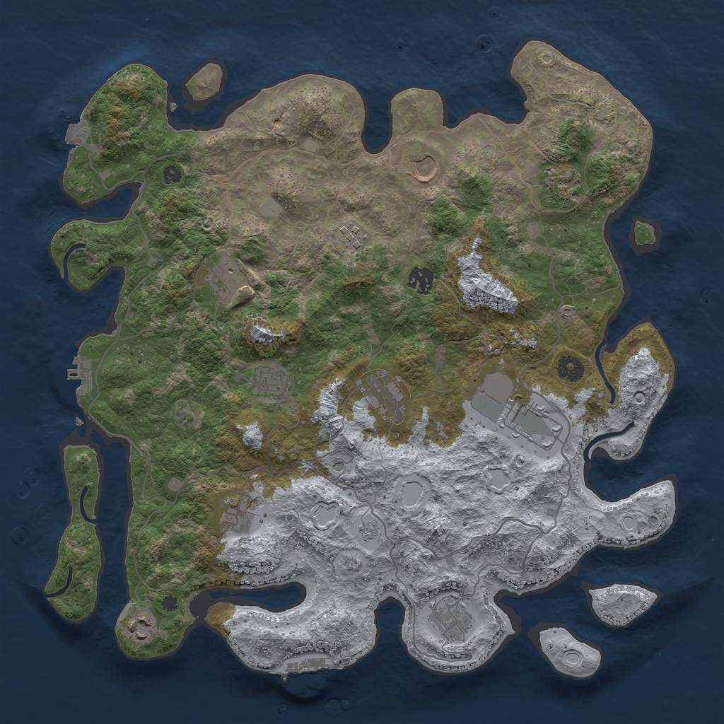 Rust Map: Procedural Map, Size: 4098, Seed: 1698413307, 19 Monuments