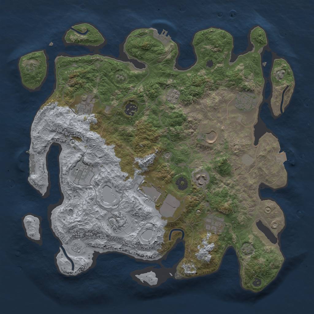 Rust Map: Procedural Map, Size: 3700, Seed: 6161729, 18 Monuments