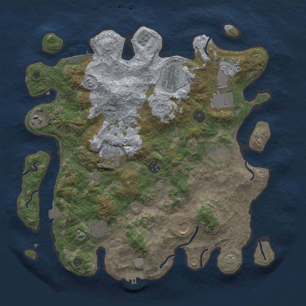 Rust Map: Procedural Map, Size: 3800, Seed: 54725, 17 Monuments