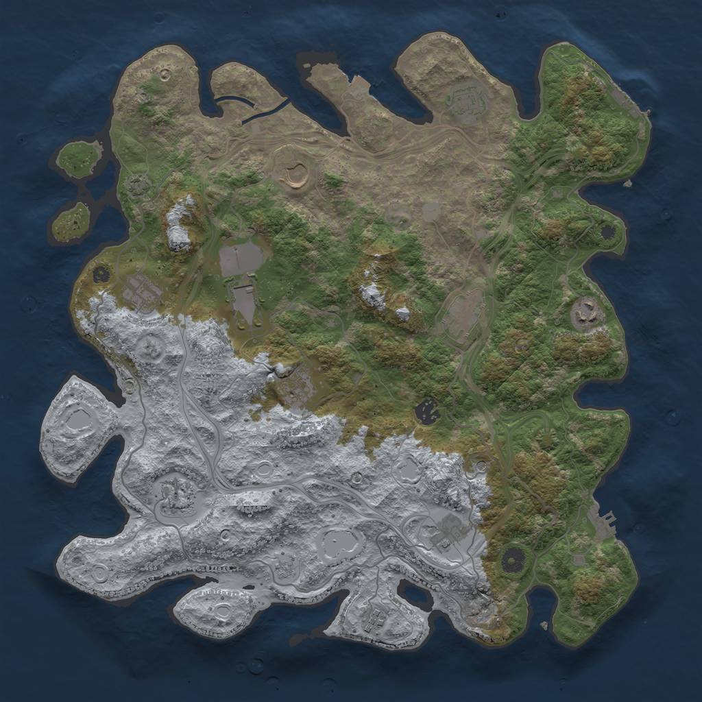Rust Map: Procedural Map, Size: 4250, Seed: 1255741797, 19 Monuments