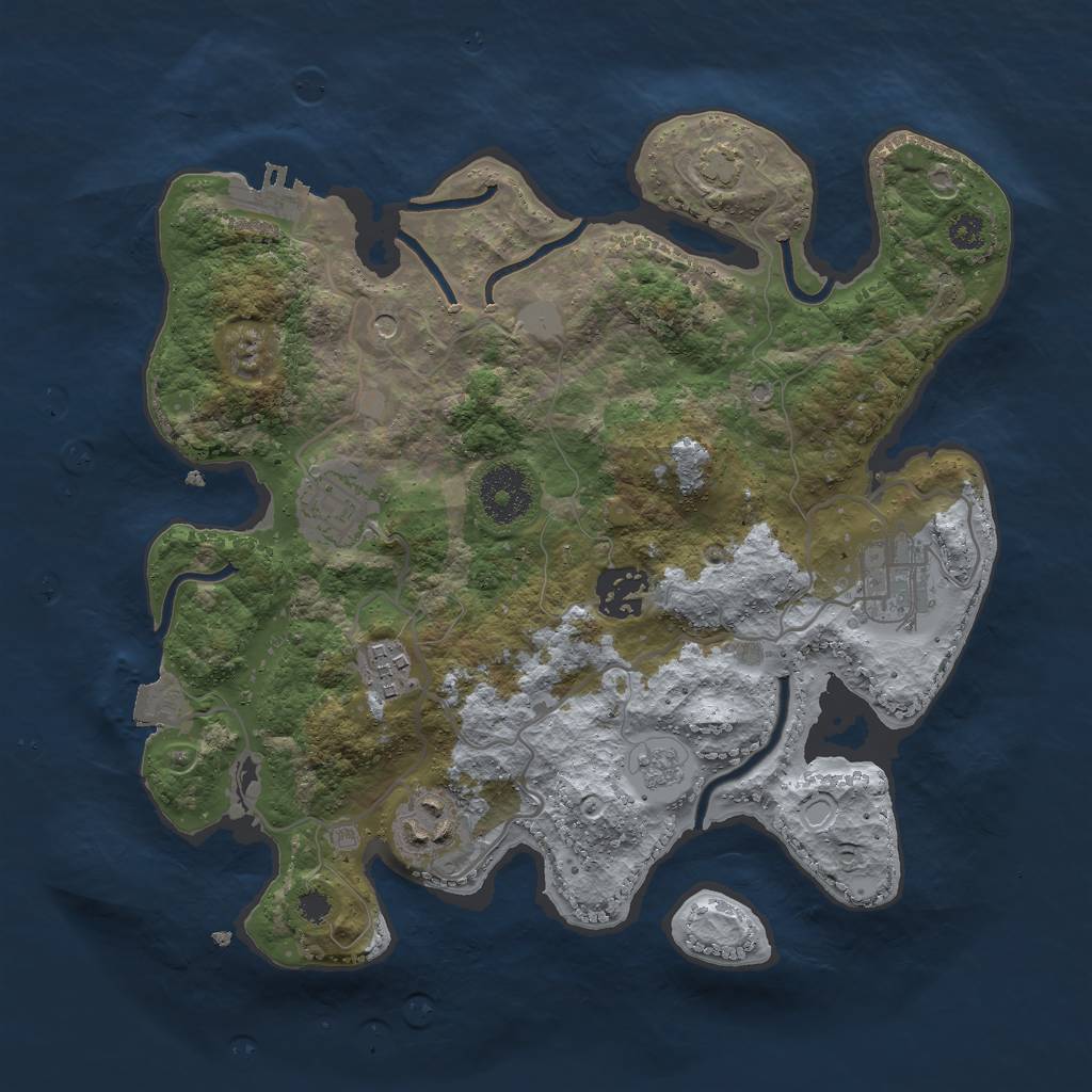 Rust Map: Procedural Map, Size: 3000, Seed: 12820, 12 Monuments