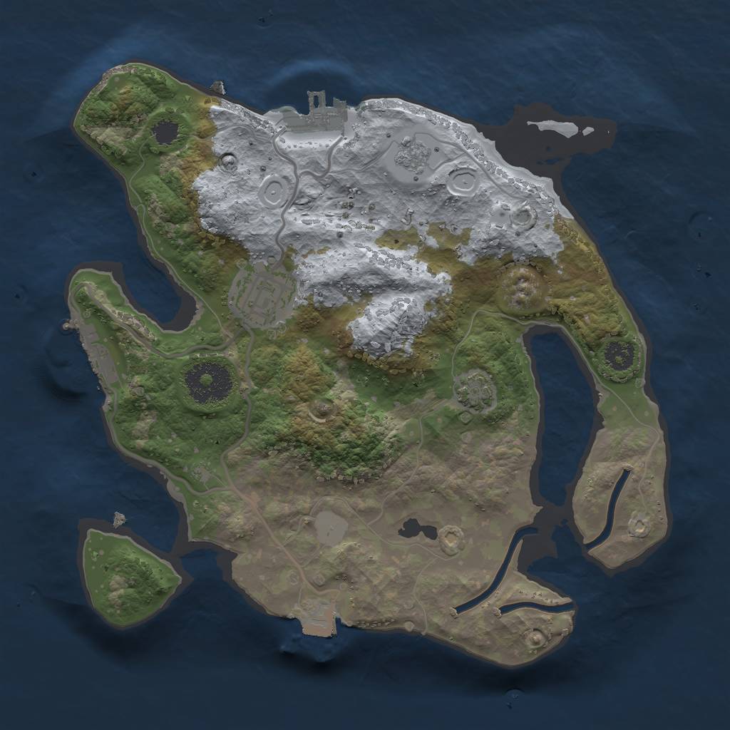 Rust Map: Procedural Map, Size: 2500, Seed: 486703295, 8 Monuments
