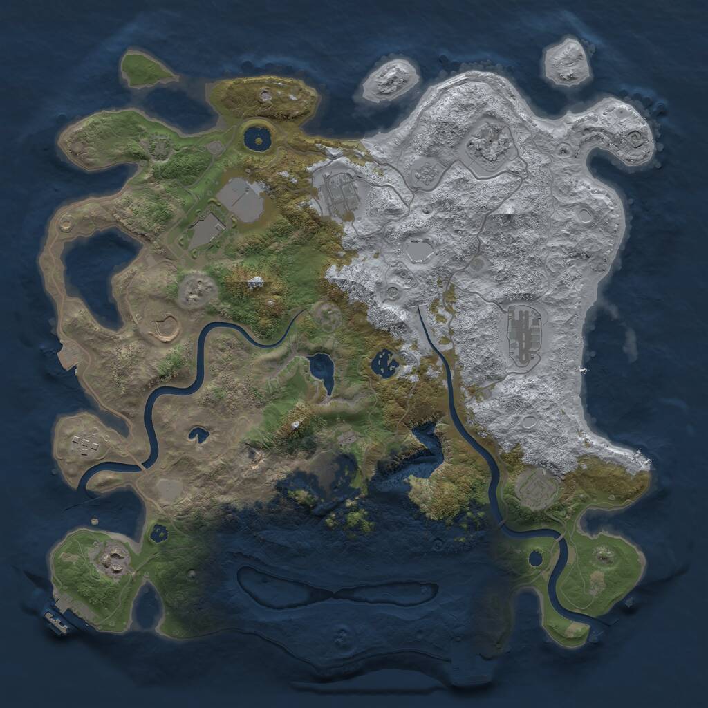 Rust Map: Procedural Map, Size: 4000, Seed: 12345632, 16 Monuments