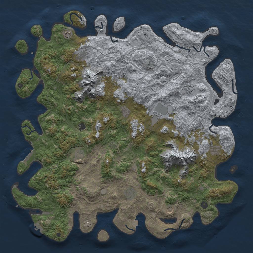 Rust Map: Procedural Map, Size: 5250, Seed: 987654, 19 Monuments