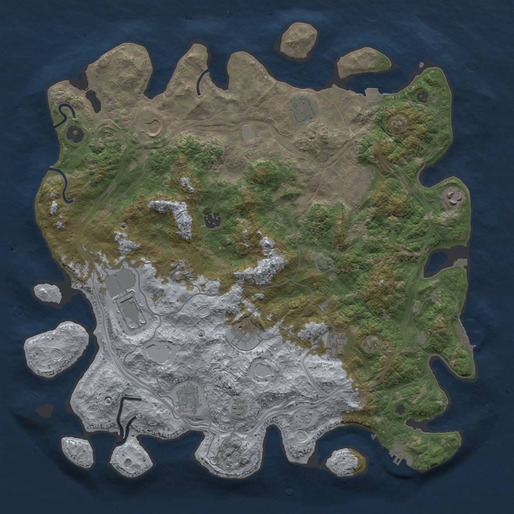 Rust Map: Procedural Map, Size: 4500, Seed: 1938189324, 19 Monuments