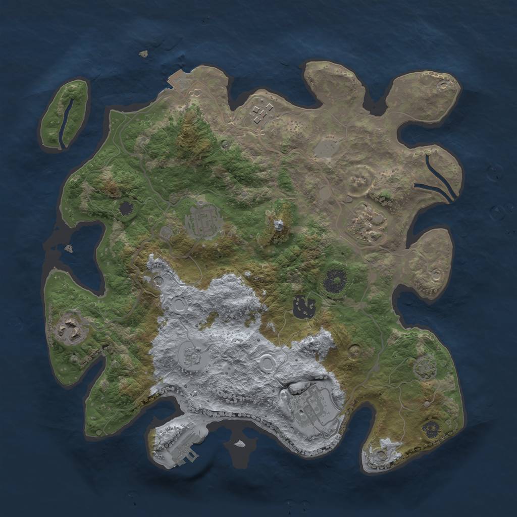 Rust Map: Procedural Map, Size: 3200, Seed: 537450087, 13 Monuments