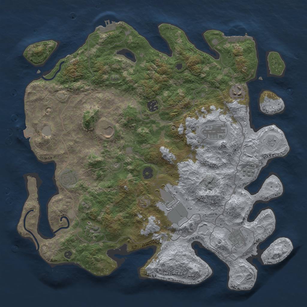 Rust Map: Procedural Map, Size: 4000, Seed: 1534293534, 17 Monuments
