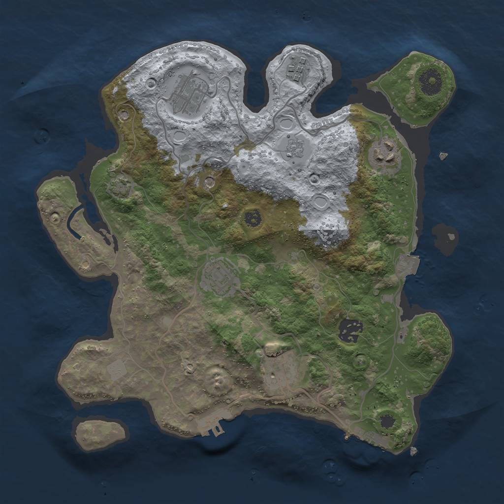 Rust Map: Procedural Map, Size: 3050, Seed: 261877399, 14 Monuments