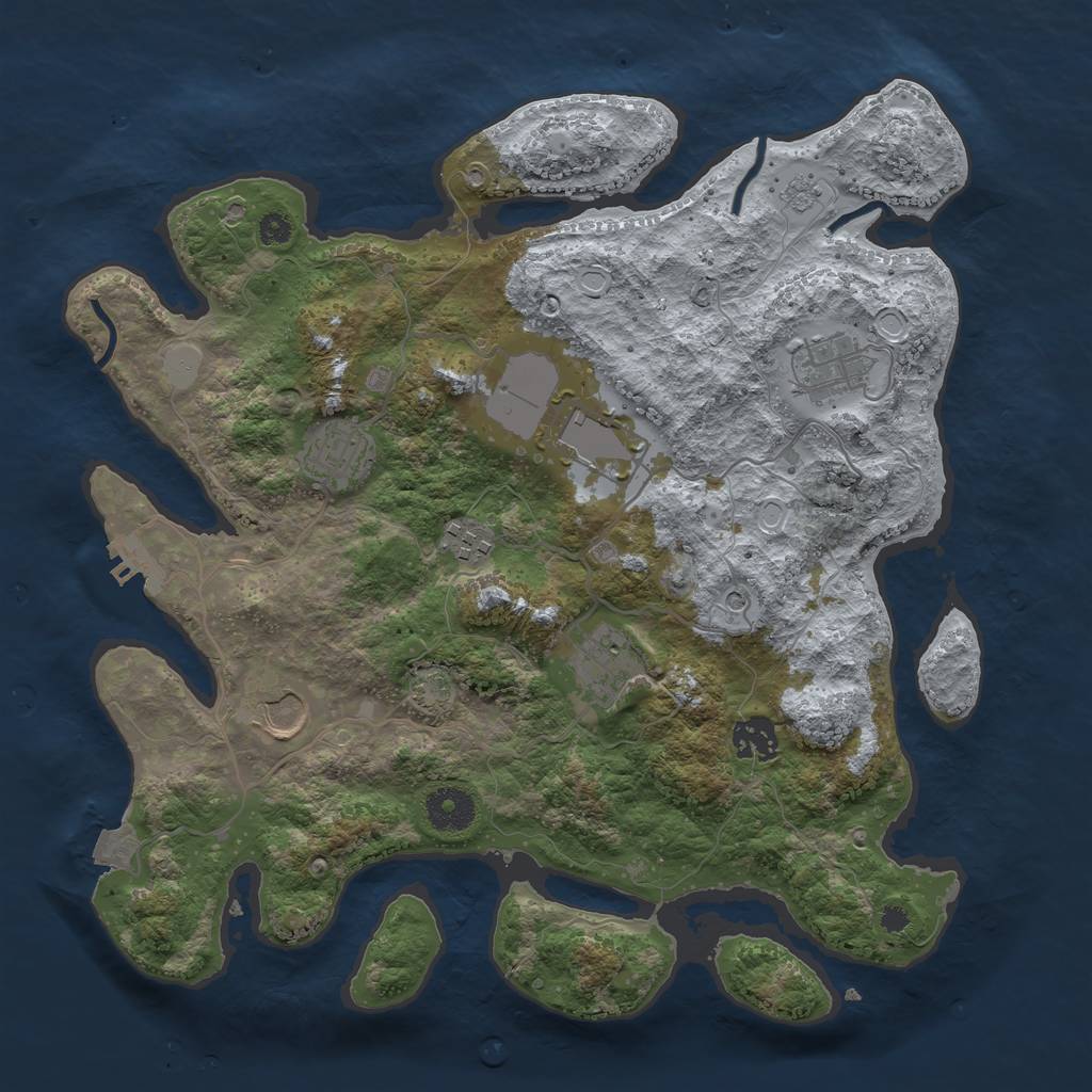 Rust Map: Procedural Map, Size: 3500, Seed: 65459, 14 Monuments