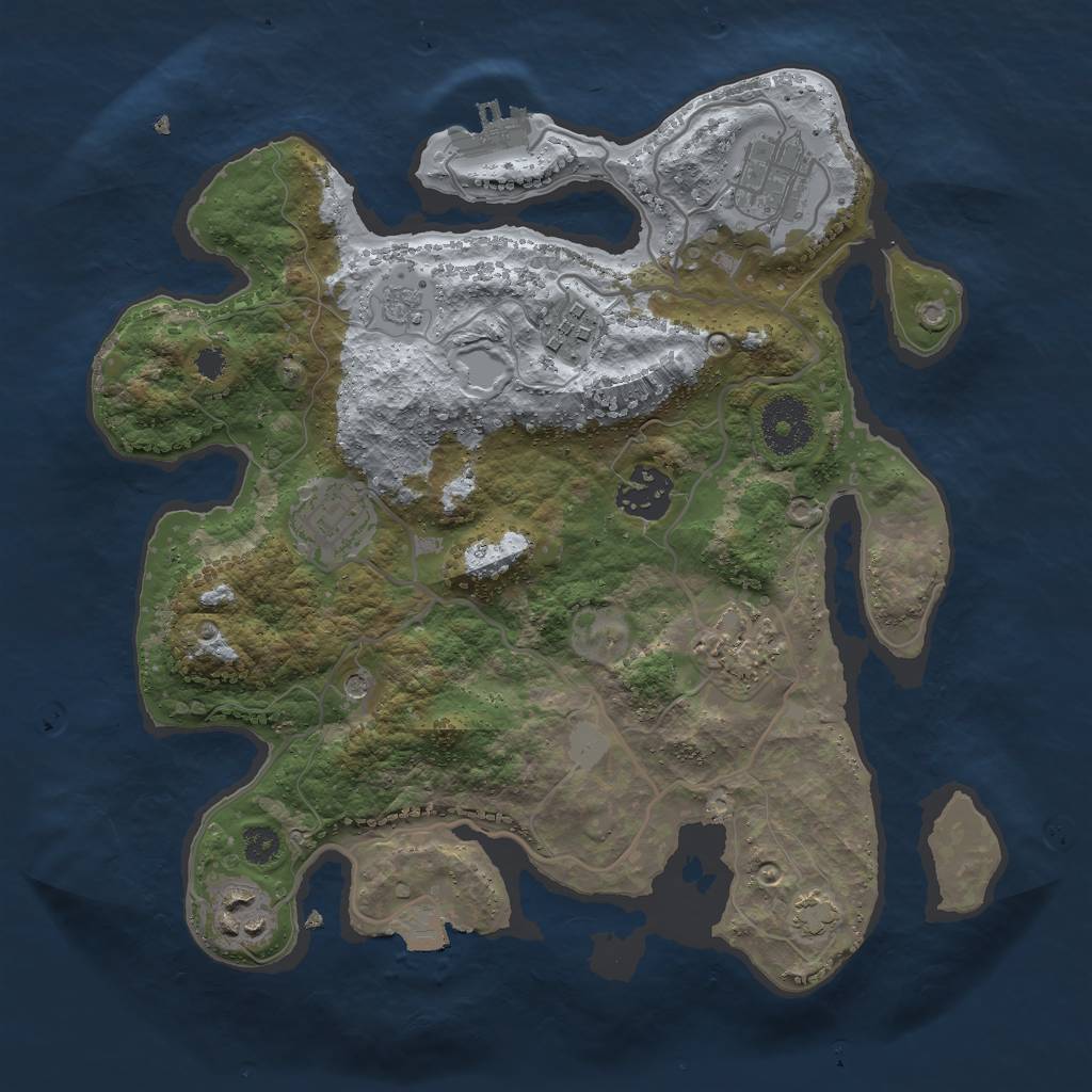 Rust Map: Procedural Map, Size: 3000, Seed: 481789348, 13 Monuments