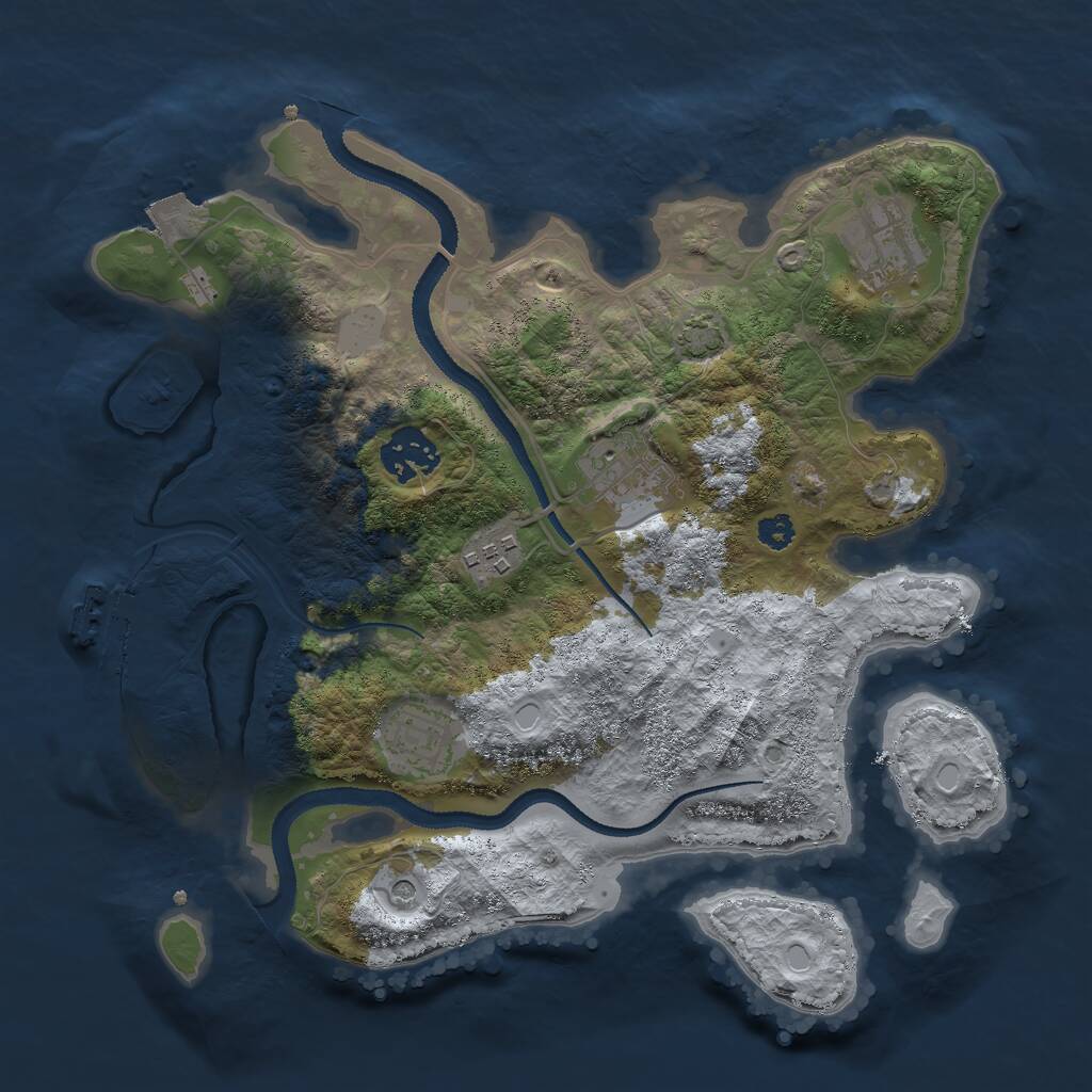 Rust Map: Procedural Map, Size: 3000, Seed: 45795, 9 Monuments