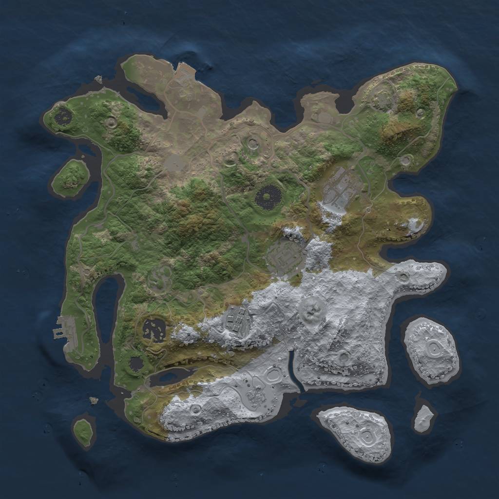Rust Map: Procedural Map, Size: 3000, Seed: 45795, 11 Monuments