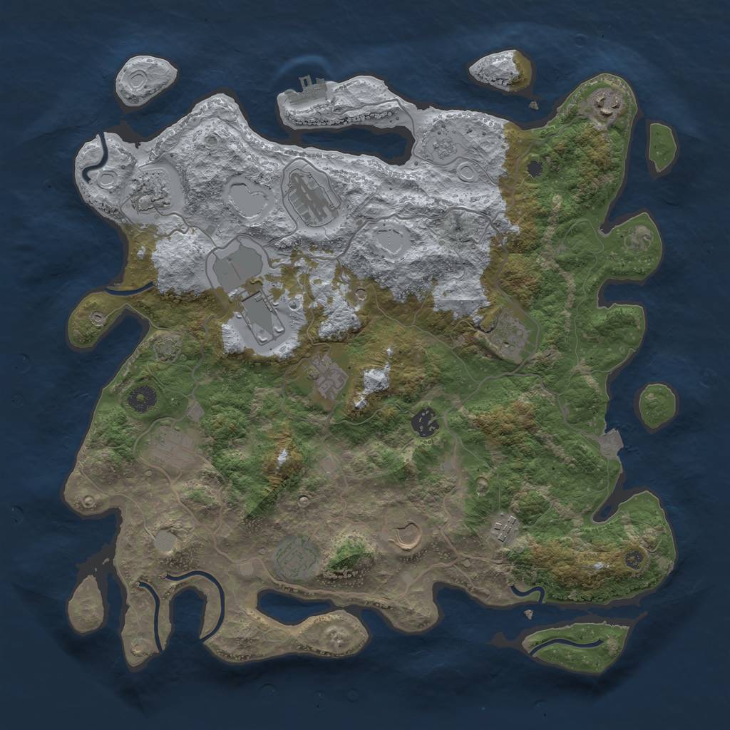 Rust Map: Procedural Map, Size: 4000, Seed: 1516104175, 18 Monuments