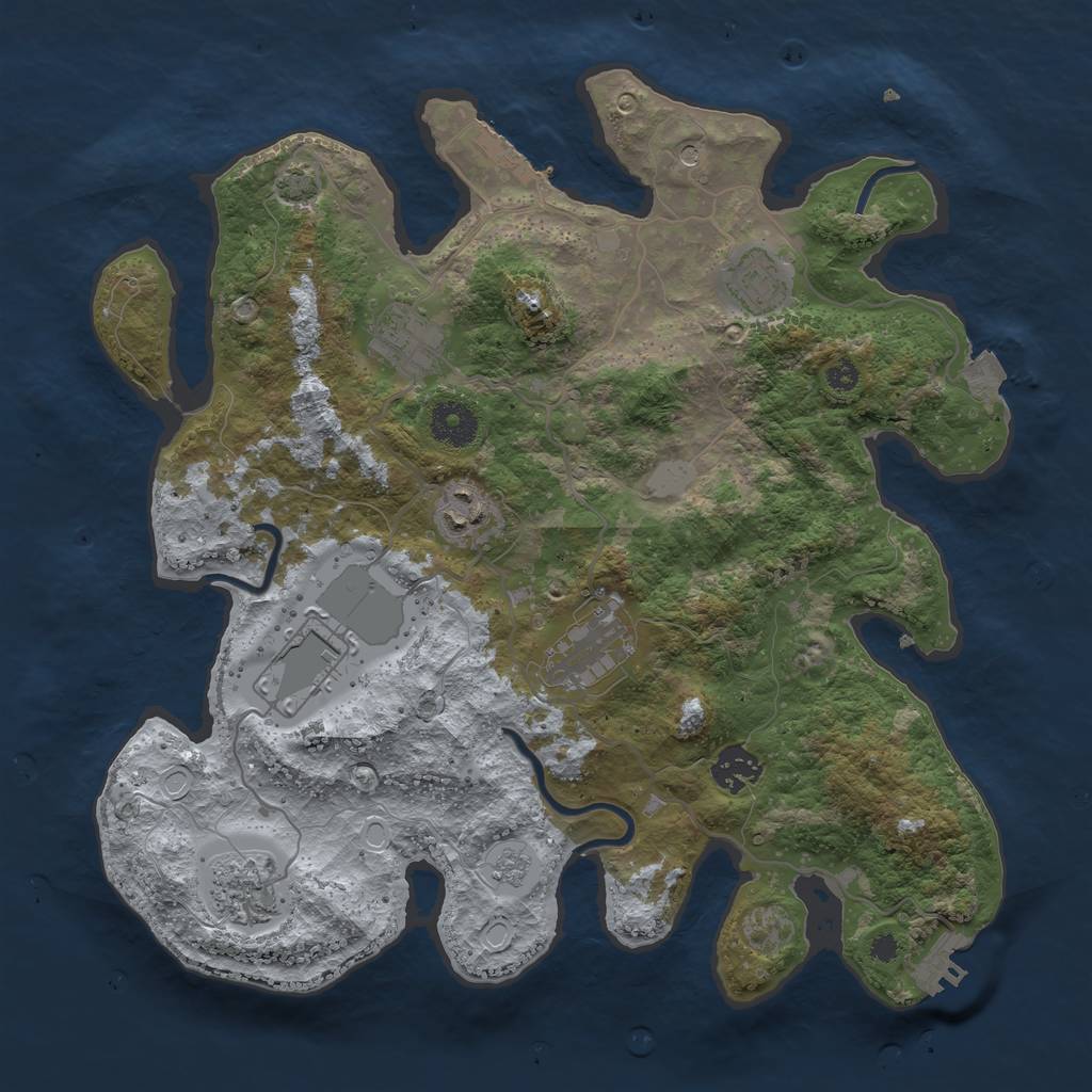 Rust Map: Procedural Map, Size: 3500, Seed: 650999930, 15 Monuments