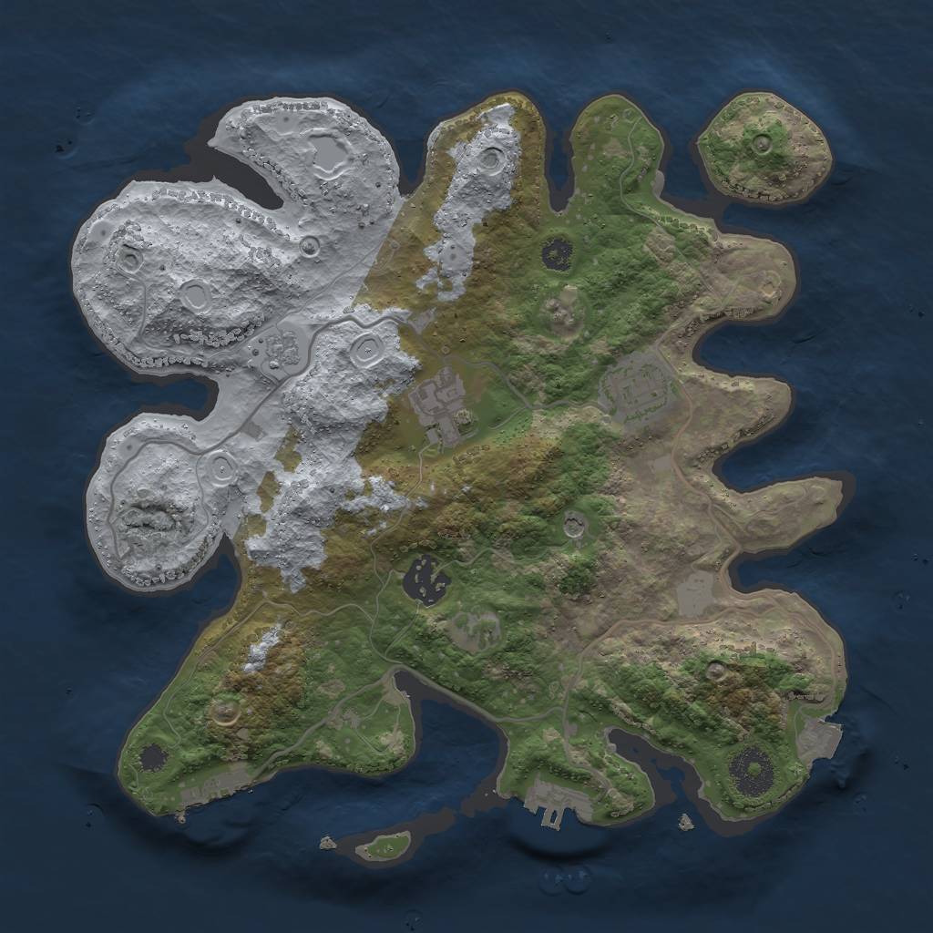 Rust Map: Procedural Map, Size: 3000, Seed: 543500, 10 Monuments