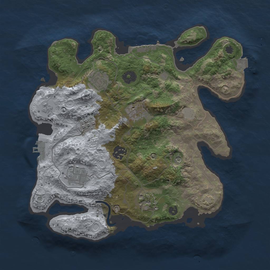 Rust Map: Procedural Map, Size: 3000, Seed: 78521, 14 Monuments