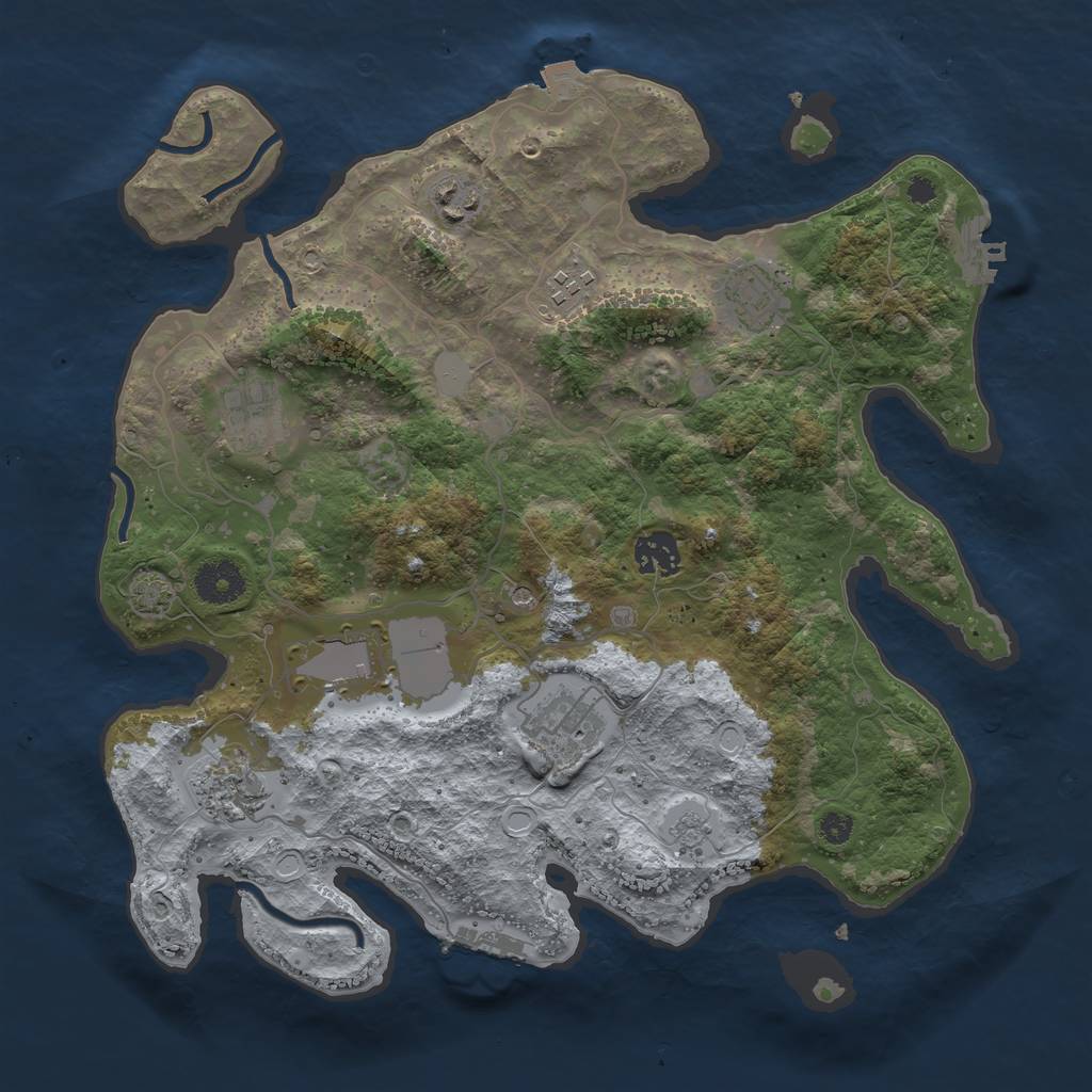 Rust Map: Procedural Map, Size: 3500, Seed: 23451145, 16 Monuments