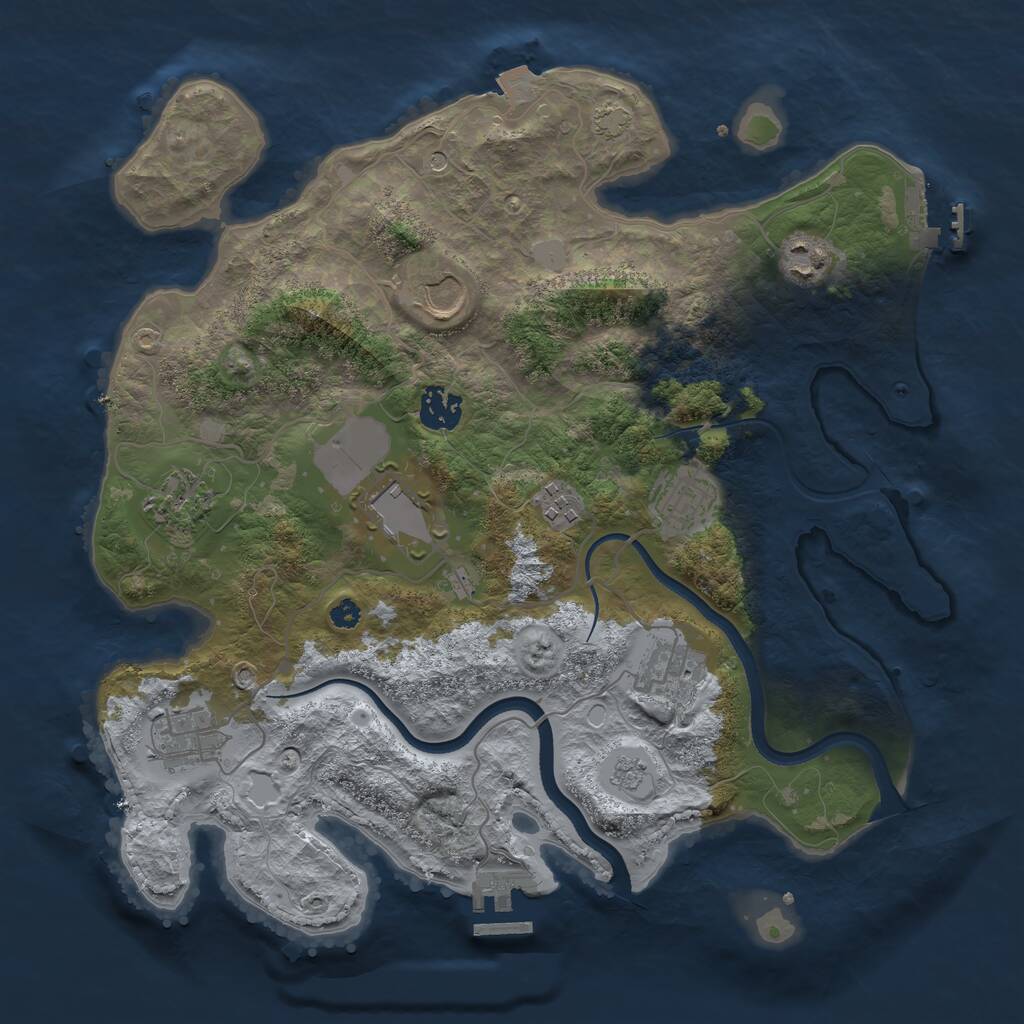 Rust Map: Procedural Map, Size: 3500, Seed: 23451145, 15 Monuments