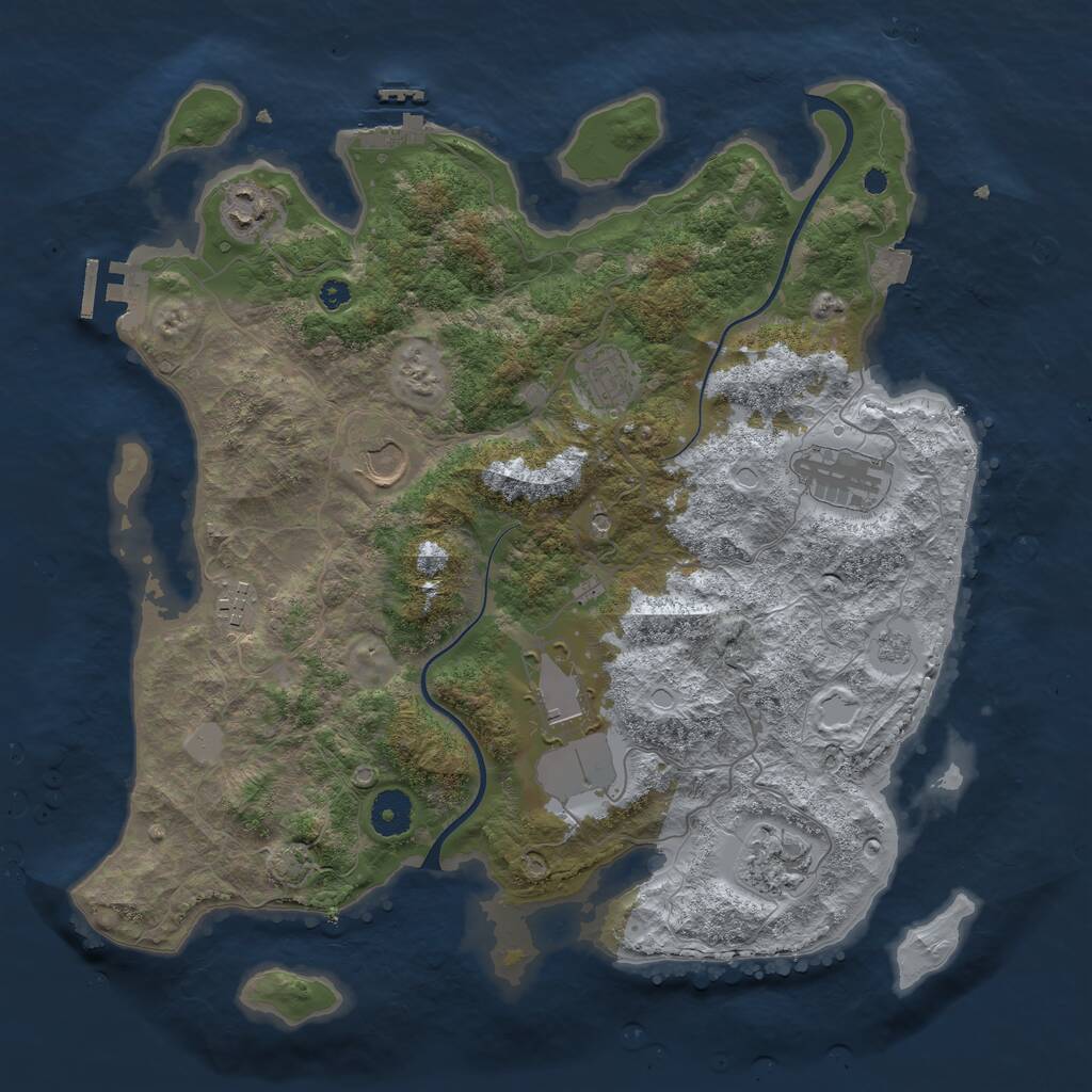 Rust Map: Procedural Map, Size: 3700, Seed: 78825223, 13 Monuments