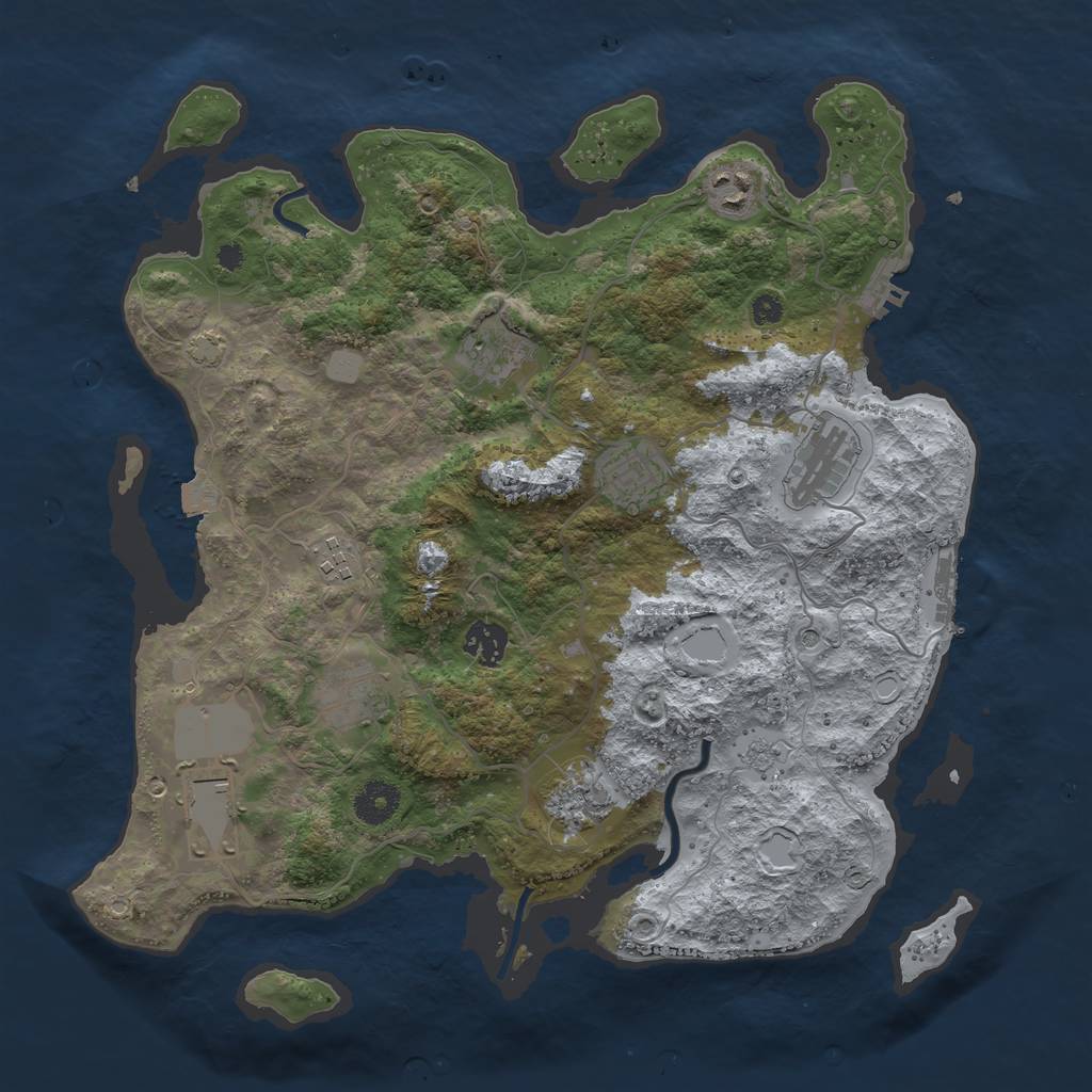 Rust Map: Procedural Map, Size: 3700, Seed: 78825223, 17 Monuments