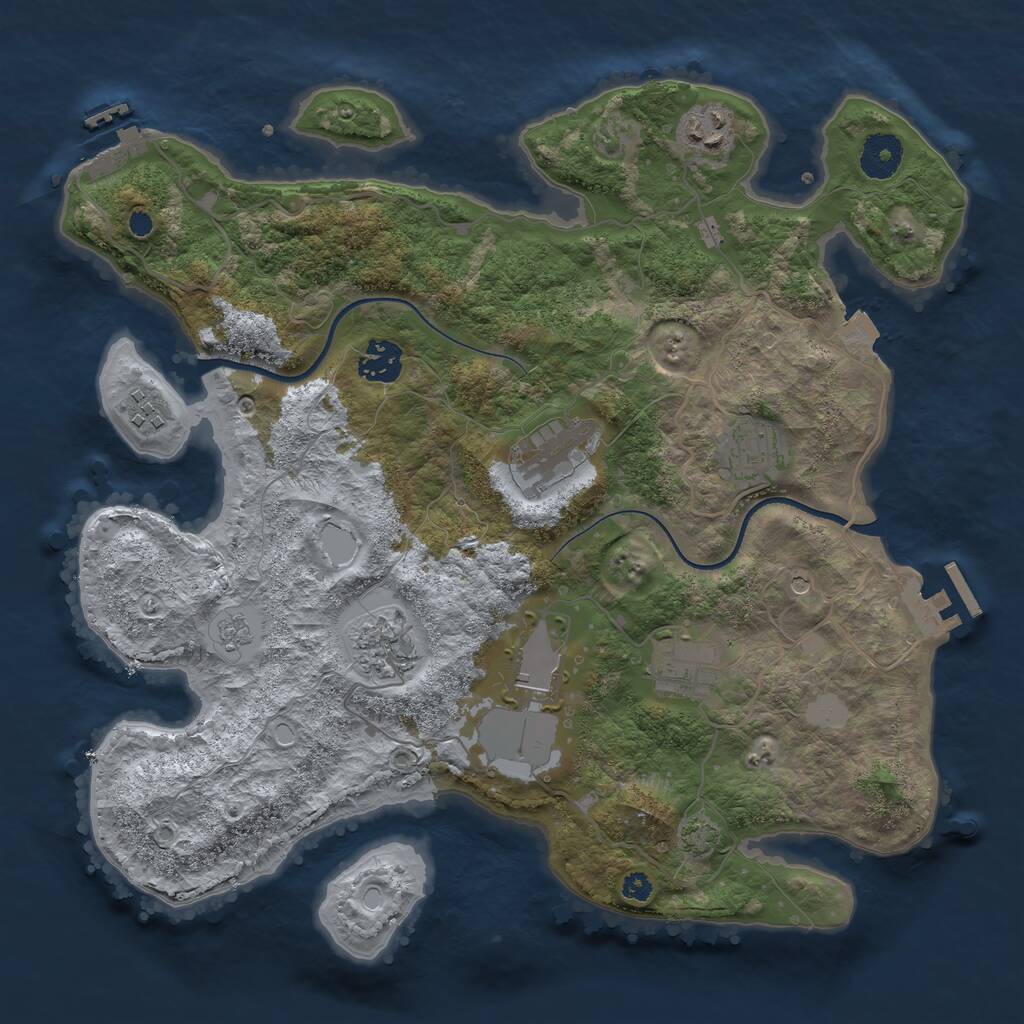 Rust Map: Procedural Map, Size: 3500, Seed: 137810558, 14 Monuments