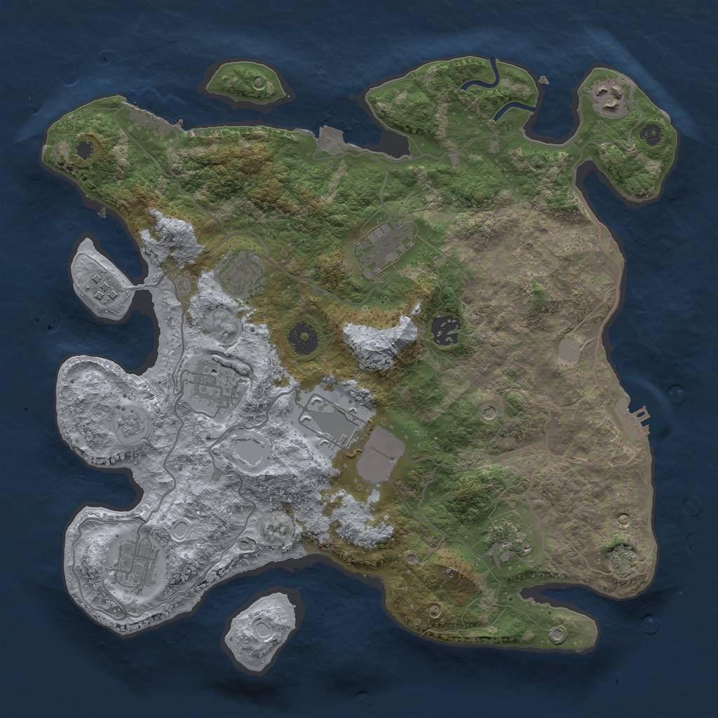 Rust Map: Procedural Map, Size: 3500, Seed: 137810558, 17 Monuments