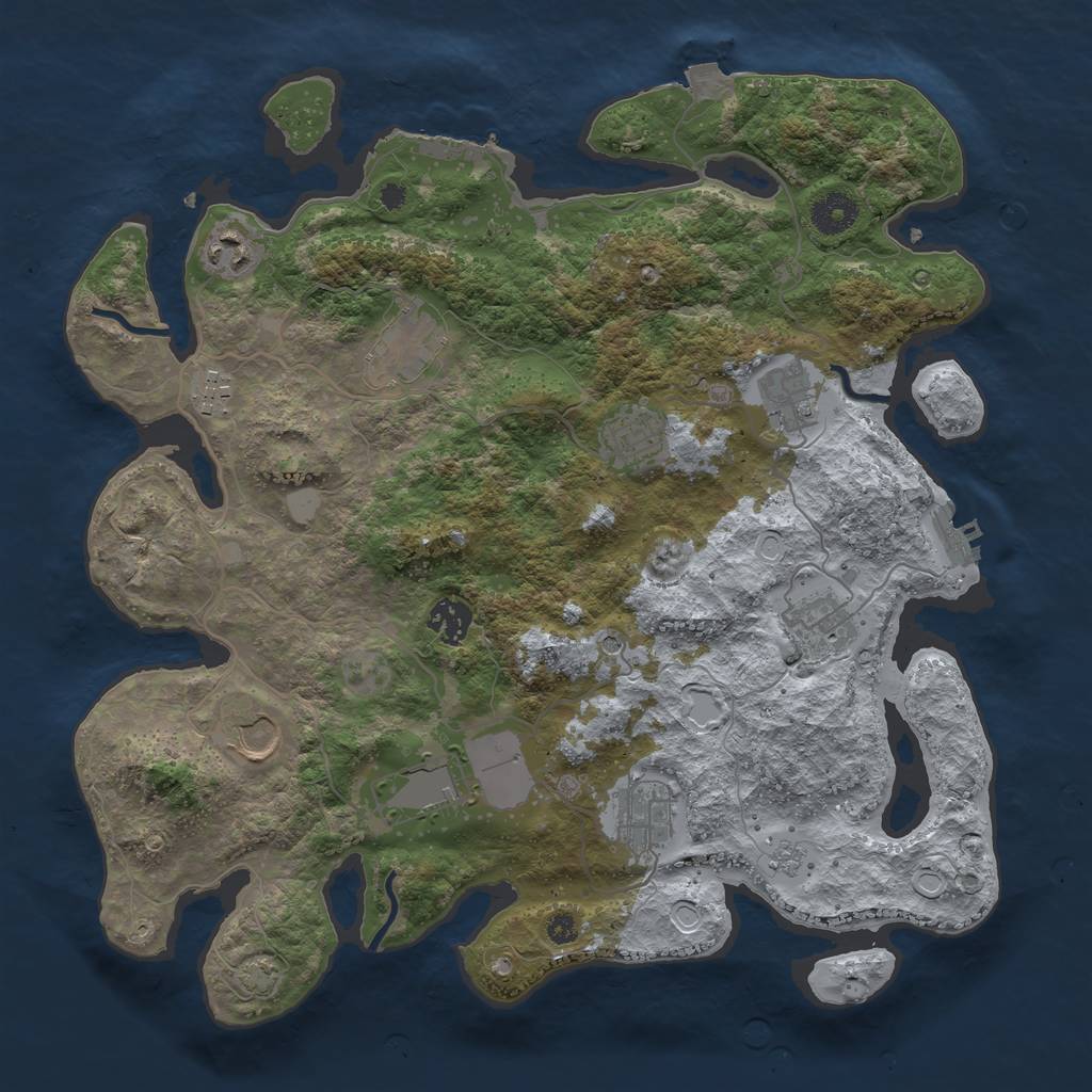 Rust Map: Procedural Map, Size: 3700, Seed: 1713265040, 18 Monuments
