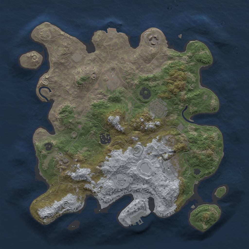 Rust Map: Procedural Map, Size: 3200, Seed: 442133, 13 Monuments