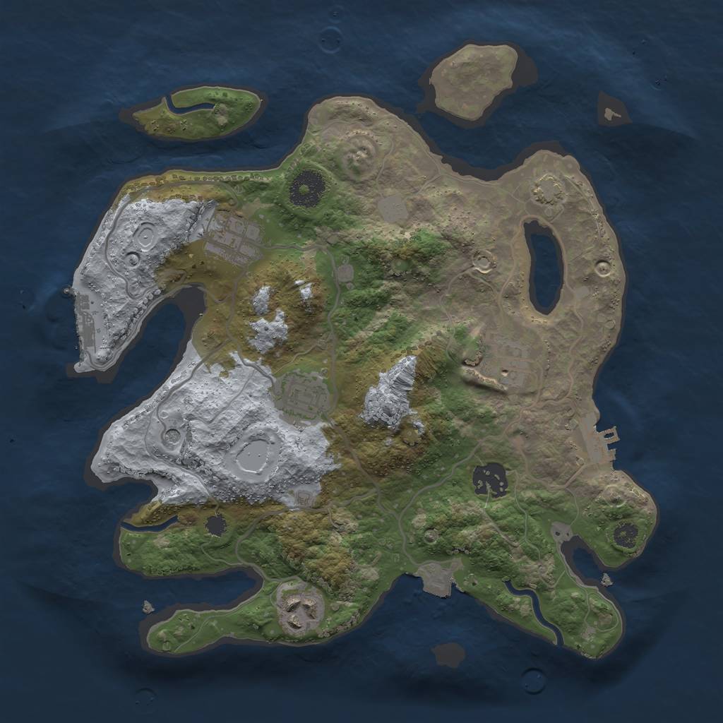 Rust Map: Procedural Map, Size: 3000, Seed: 2055282056, 12 Monuments