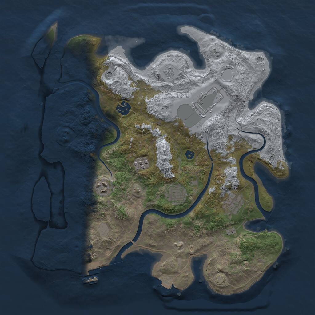 Rust Map: Procedural Map, Size: 3500, Seed: 7473126, 11 Monuments