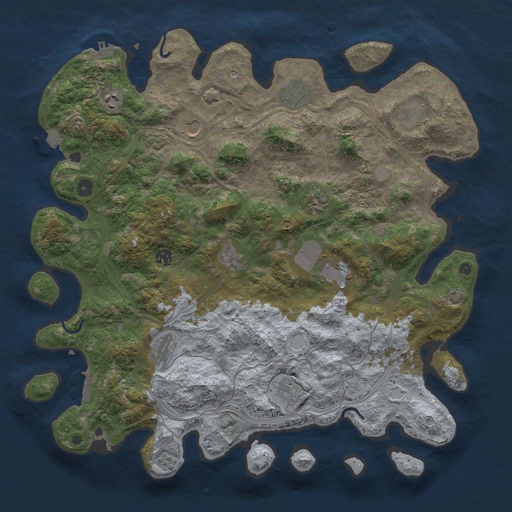 Rust Map: Procedural Map, Size: 4500, Seed: 318227360, 19 Monuments