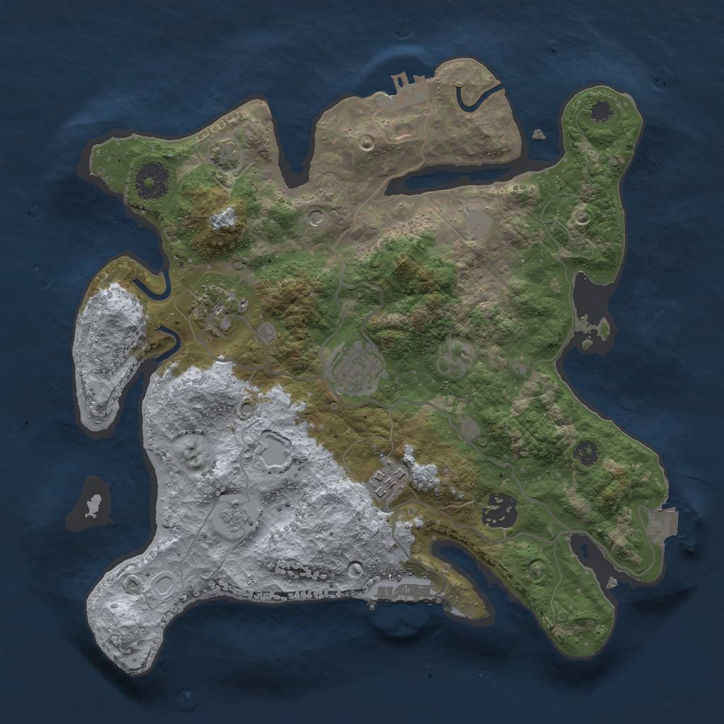 Rust Map: Procedural Map, Size: 3000, Seed: 3696, 12 Monuments