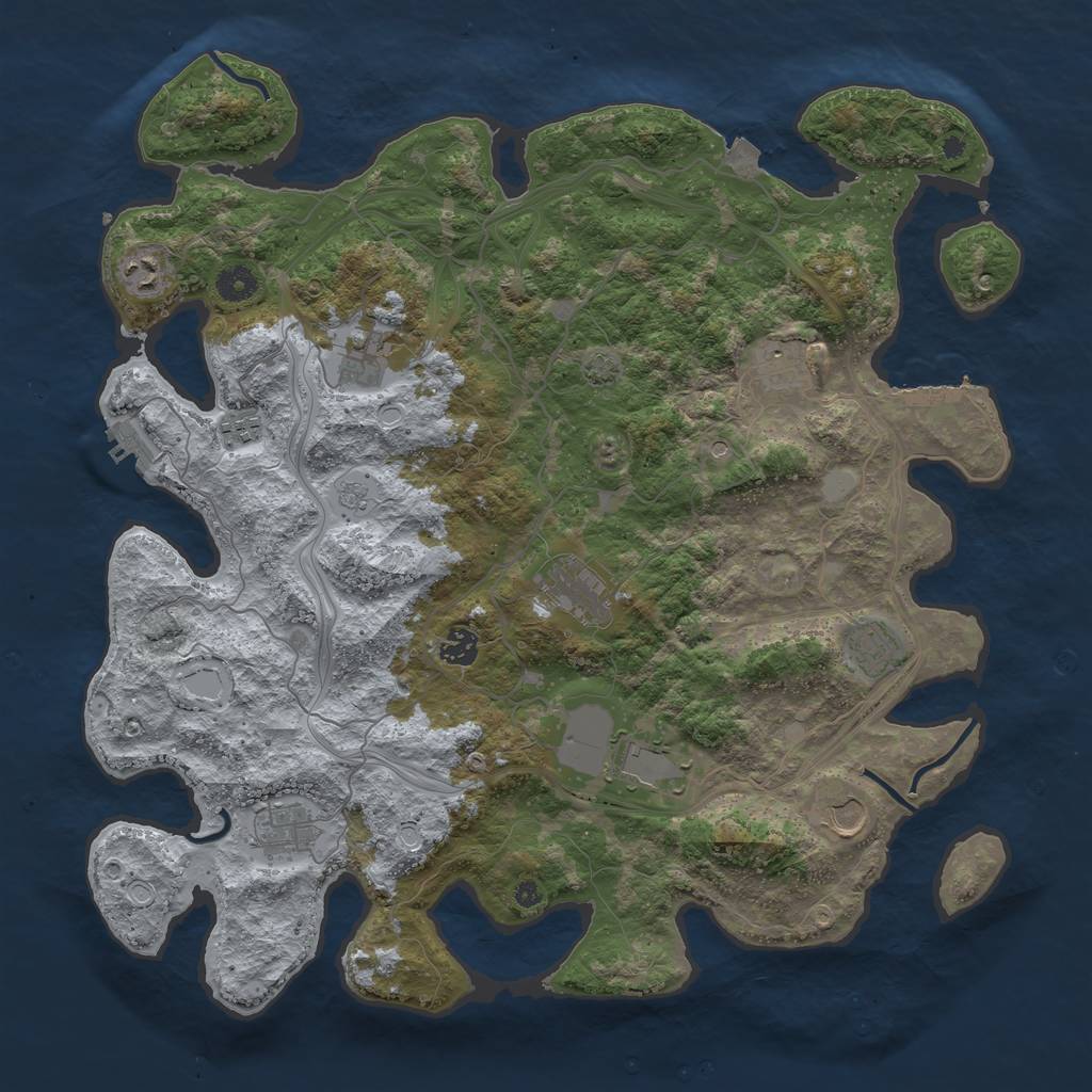 Rust Map: Procedural Map, Size: 4250, Seed: 840673140, 18 Monuments