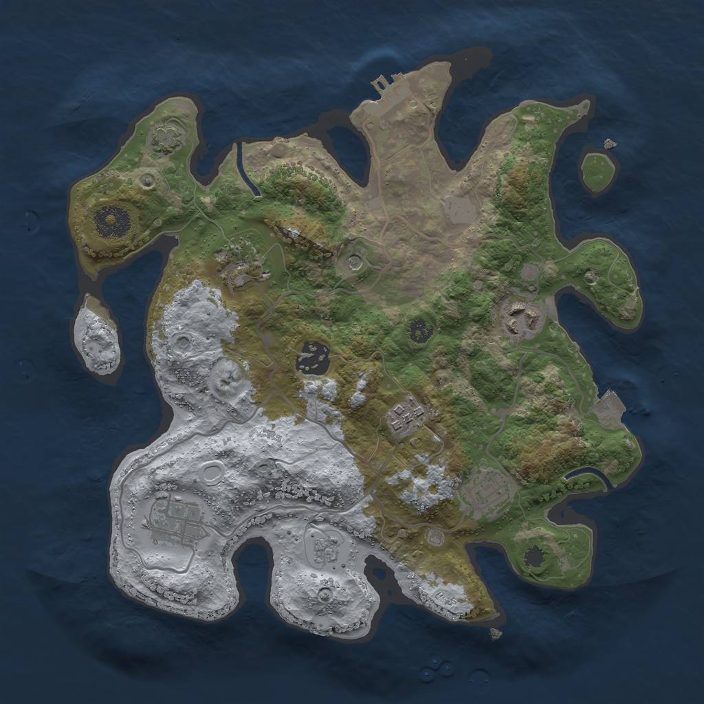 Rust Map: Procedural Map, Size: 3000, Seed: 969066, 13 Monuments