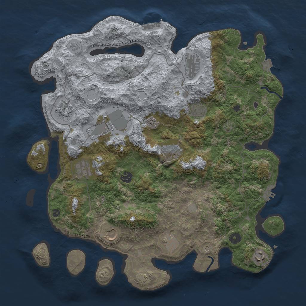 Rust Map: Procedural Map, Size: 4000, Seed: 7778777, 19 Monuments