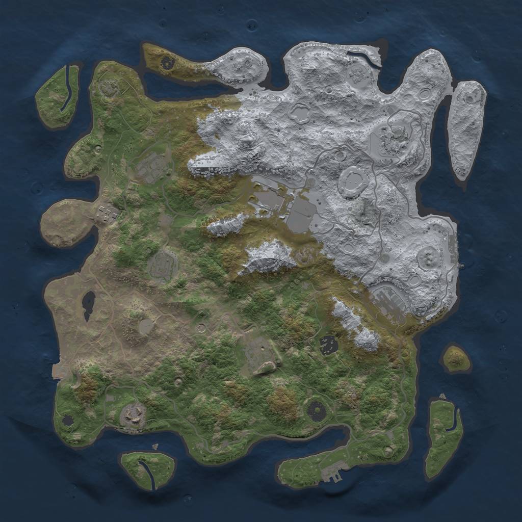 Rust Map: Procedural Map, Size: 4000, Seed: 719287518, 17 Monuments