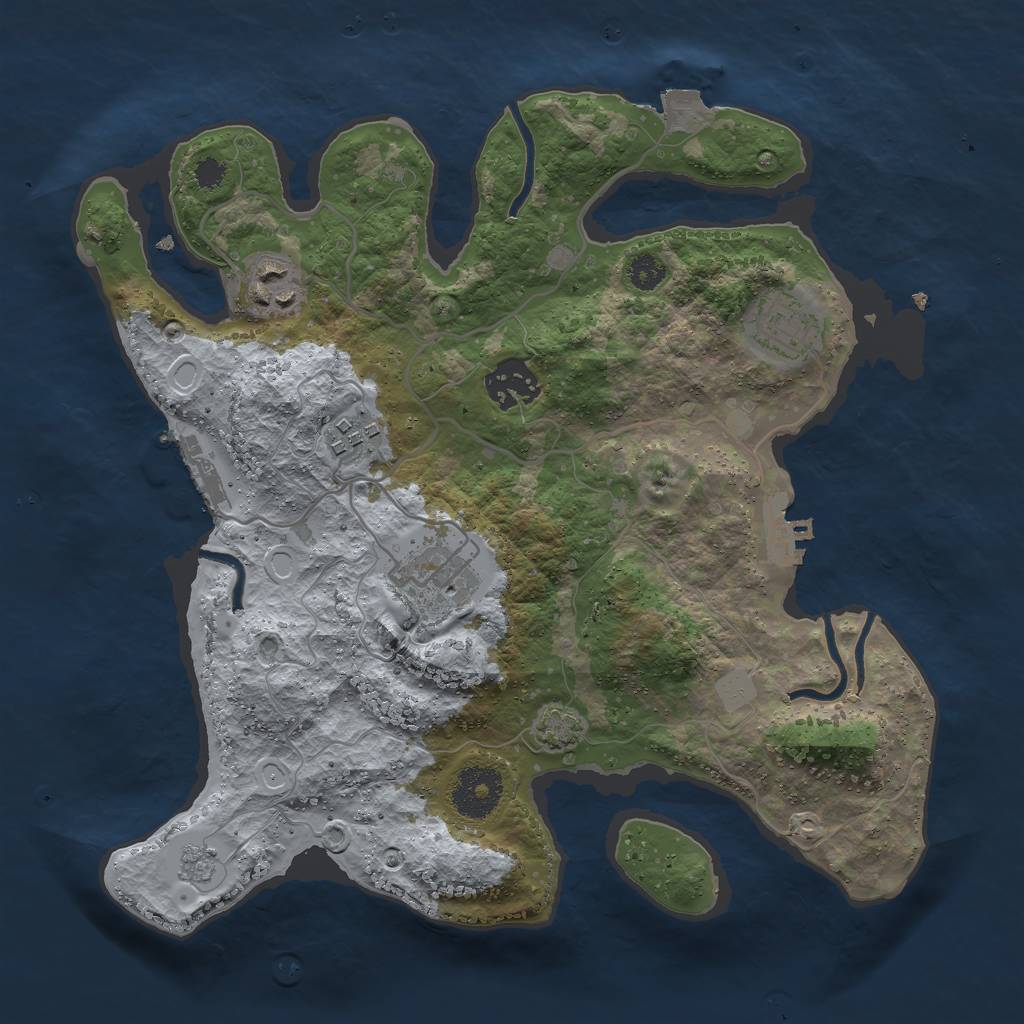 Rust Map: Procedural Map, Size: 3000, Seed: 318034376, 12 Monuments